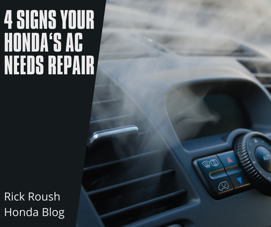 A photo of an AC smoking and the text: Car AC Not Working? Visit Your Honda Dealership Today - Rick Roush Honda Blog